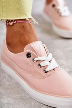 Materiałowe Damskie Tenisówki Big Star KK274020 Nude