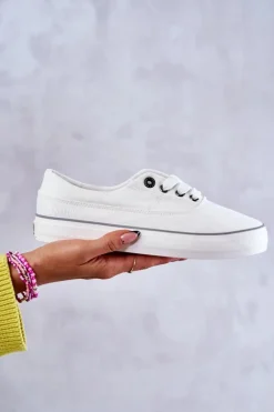 Materiałowe Damskie Tenisówki Big Star KK274017 Białe