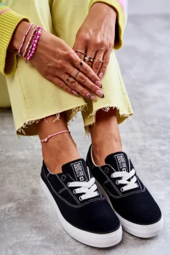 Materiałowe Damskie Tenisówki Big Star KK274019 Czarne