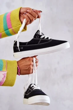 Materiałowe Damskie Tenisówki Big Star KK274019 Czarne