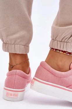 Materiałowe Tenisówki Na Platformie Big Star LL274147 Różowe