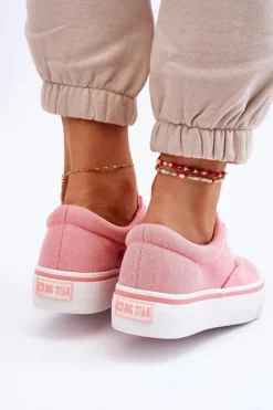 Materiałowe Tenisówki Na Platformie Big Star LL274147 Różowe