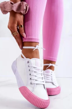 Materiałowe Tenisówki Trampki BIG STAR JJ274111 Białe