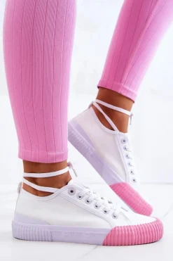 Materiałowe Tenisówki Trampki BIG STAR JJ274111 Białe