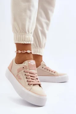 Materiałowe Trampki Damskie Lee Cooper LCW-24-31-2196 Beżowe