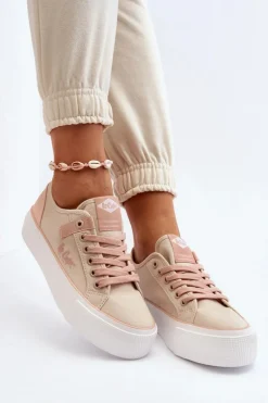 Materiałowe Trampki Damskie Lee Cooper LCW-24-31-2196 Beżowe