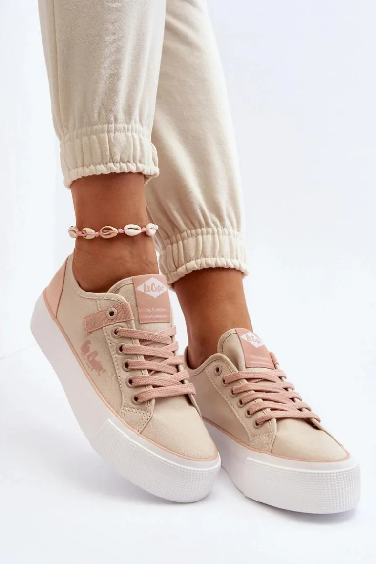 Materiałowe Trampki Damskie Lee Cooper LCW-24-31-2196 Beżowe