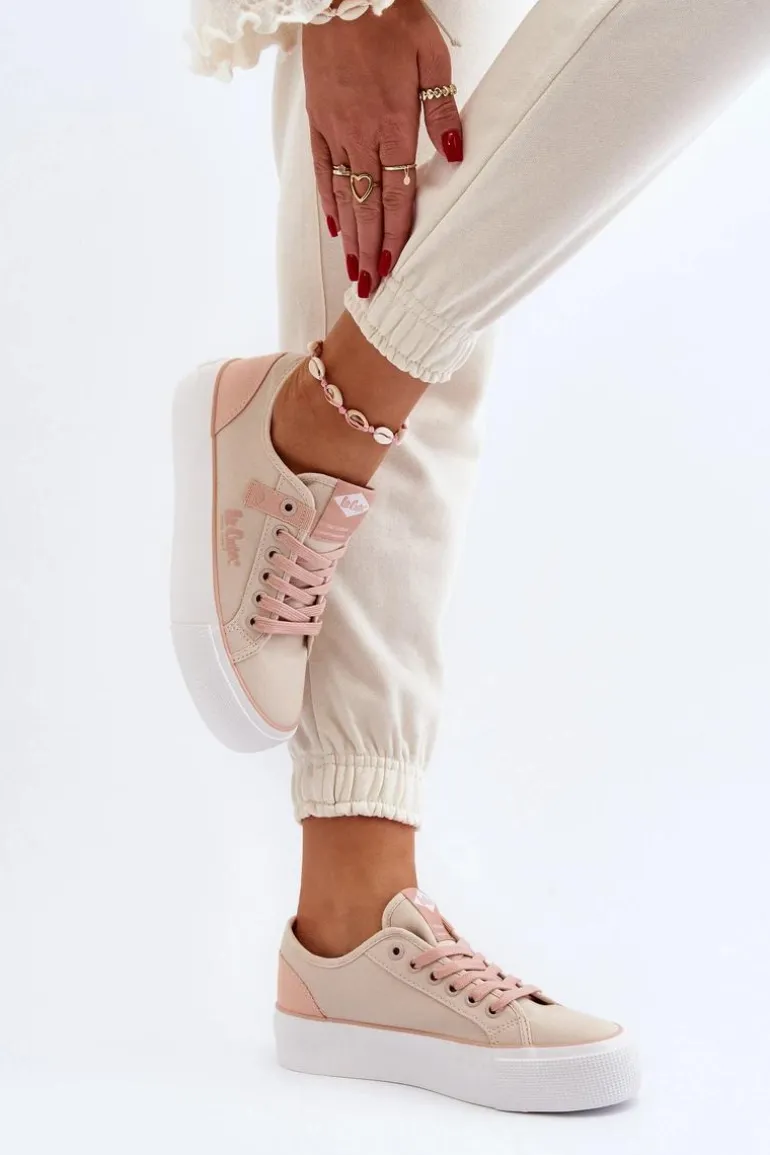 Materiałowe Trampki Damskie Lee Cooper LCW-24-31-2196 Beżowe