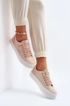 Materiałowe Trampki Damskie Lee Cooper LCW-24-31-2196 Beżowe