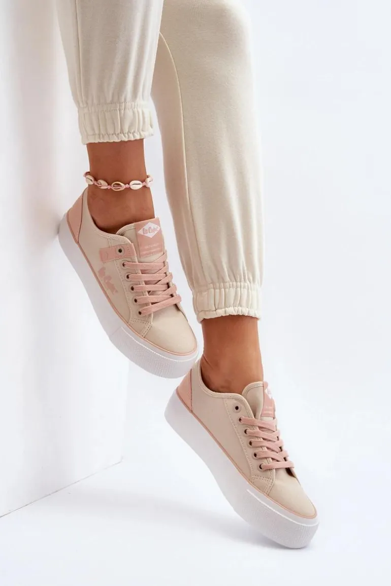 Materiałowe Trampki Damskie Lee Cooper LCW-24-31-2196 Beżowe