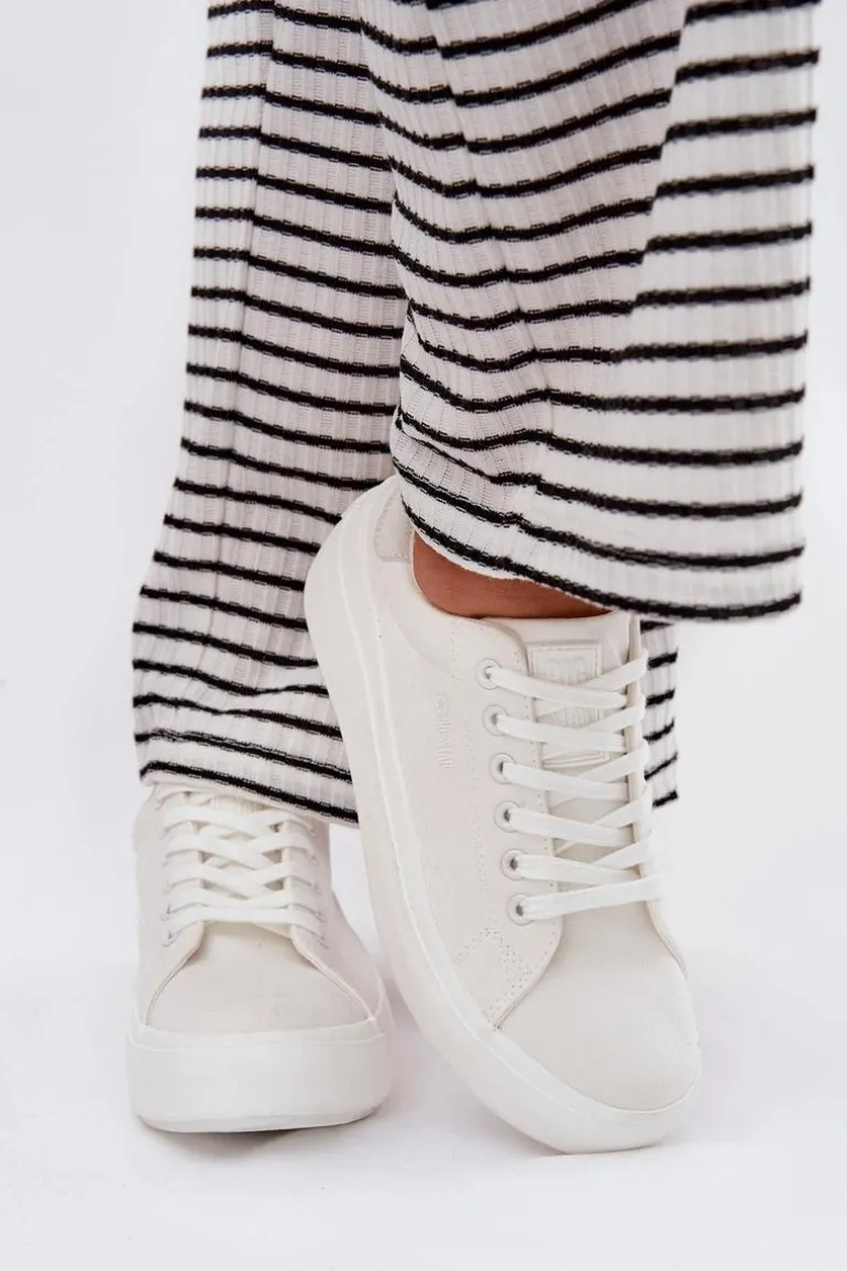 Materiałowe Trampki Damskie Na Platformie Big Star RR274463 Białe