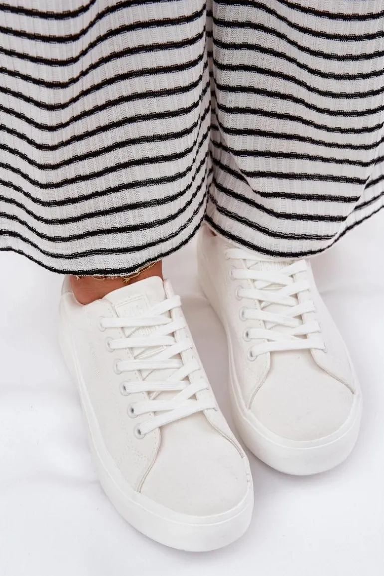 Materiałowe Trampki Damskie Na Platformie Big Star RR274463 Białe