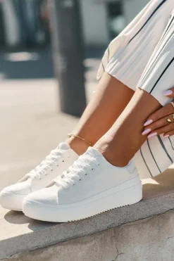 Materiałowe Trampki Damskie Na Platformie Big Star RR274463 Białe