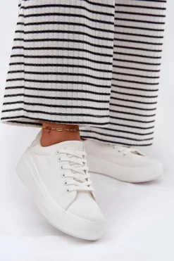 Materiałowe Trampki Damskie Na Platformie Big Star RR274463 Białe