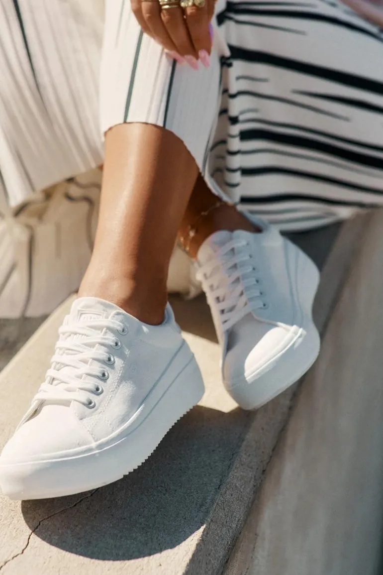 Materiałowe Trampki Damskie Na Platformie Big Star RR274463 Białe