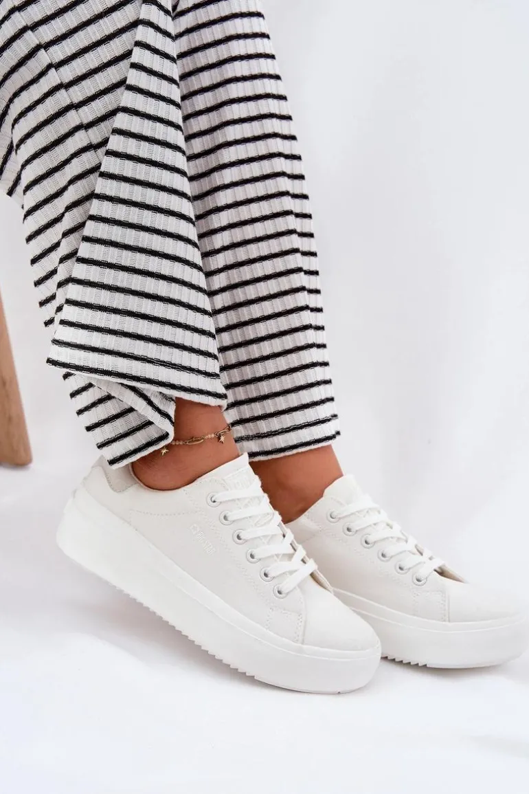 Materiałowe Trampki Damskie Na Platformie Big Star RR274463 Białe