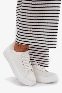 Materiałowe Trampki Damskie Na Platformie Big Star RR274463 Białe