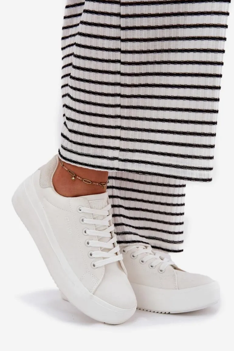 Materiałowe Trampki Damskie Na Platformie Big Star RR274463 Białe