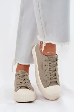 Materiałowe Trampki Damskie Na Platformie Big Star RR274779 Szare