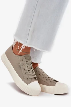 Materiałowe Trampki Damskie Na Platformie Big Star RR274779 Szare