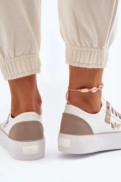 Materiałowe Trampki Damskie Lee Cooper LCW-24-31-2198 Białe