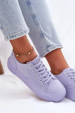 Materiałowe Trampki Damskie Big Star RR274406 Fioletowe