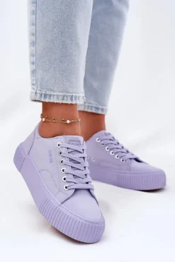 Materiałowe Trampki Damskie Big Star RR274406 Fioletowe