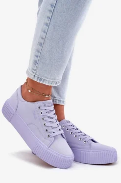 Materiałowe Trampki Damskie Big Star RR274406 Fioletowe