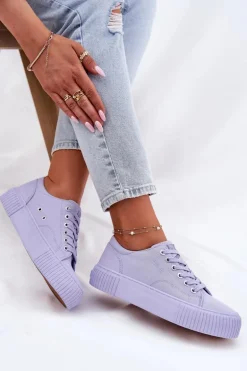 Materiałowe Trampki Damskie Big Star RR274406 Fioletowe