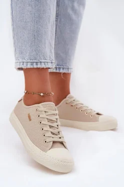 Materiałowe Trampki Damskie Big Star RR274767 Beżowe