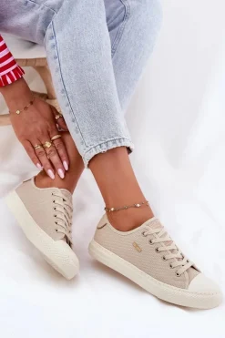 Materiałowe Trampki Damskie Big Star RR274767 Beżowe