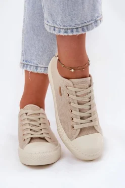 Materiałowe Trampki Damskie Big Star RR274767 Beżowe