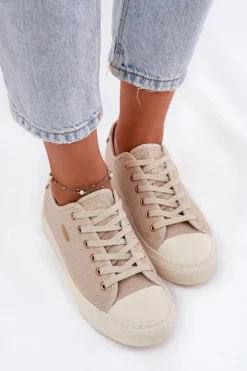 Materiałowe Trampki Damskie Big Star RR274767 Beżowe