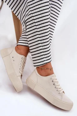 Materiałowe Trampki Damskie Big Star RR274407 Beżowe