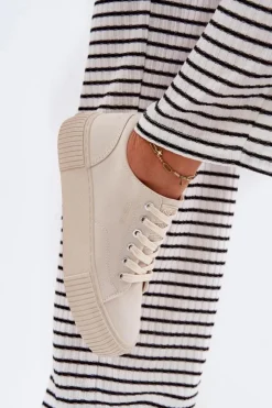 Materiałowe Trampki Damskie Big Star RR274407 Beżowe