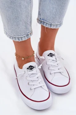 Materiałowe Trampki Damskie Lee Cooper LCW-25-02-3296L Białe