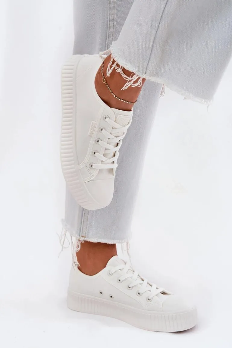 Materiałowe Trampki Damskie Na Platformie Big Star RR274776 Białe