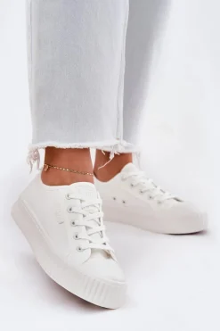 Materiałowe Trampki Damskie Na Platformie Big Star RR274776 Białe