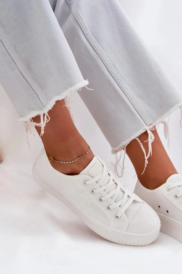 Materiałowe Trampki Damskie Na Platformie Big Star RR274776 Białe