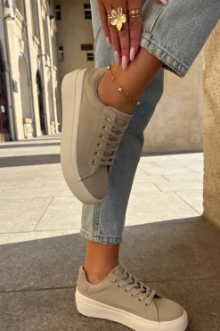 Materiałowe Trampki Damskie Na Platformie Big Star RR274465 Beżowe