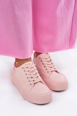 Materiałowe Trampki Damskie Big Star RR274404 Różowe