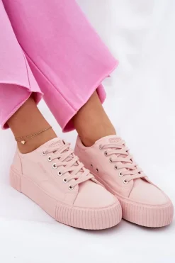 Materiałowe Trampki Damskie Big Star RR274404 Różowe