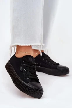 Materiałowe Trampki Damskie Na Platformie Big Star RR274775 Czarne