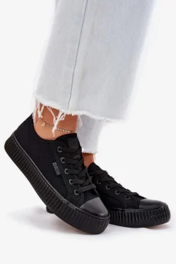 Materiałowe Trampki Damskie Na Platformie Big Star RR274775 Czarne