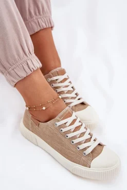 Materiałowe Trampki Damskie Big Star RR274795 Beżowe