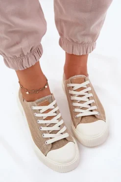 Materiałowe Trampki Damskie Big Star RR274795 Beżowe