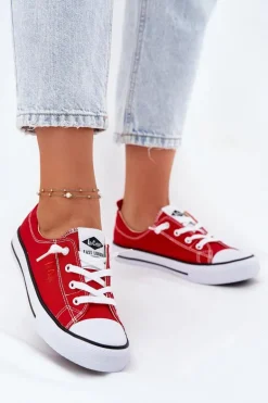Materiałowe Trampki Damskie Lee Cooper LCW-25-02-3298L Czerwone