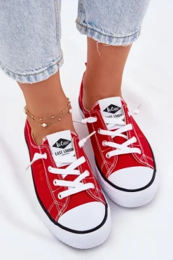 Materiałowe Trampki Damskie Lee Cooper LCW-25-02-3298L Czerwone