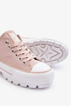 Materiałowe Trampki Na Platformie Big Star LL274151 Nude