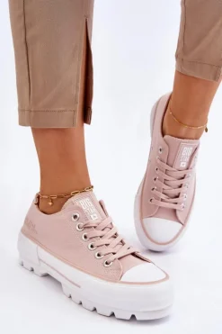 Materiałowe Trampki Na Platformie Big Star LL274151 Nude